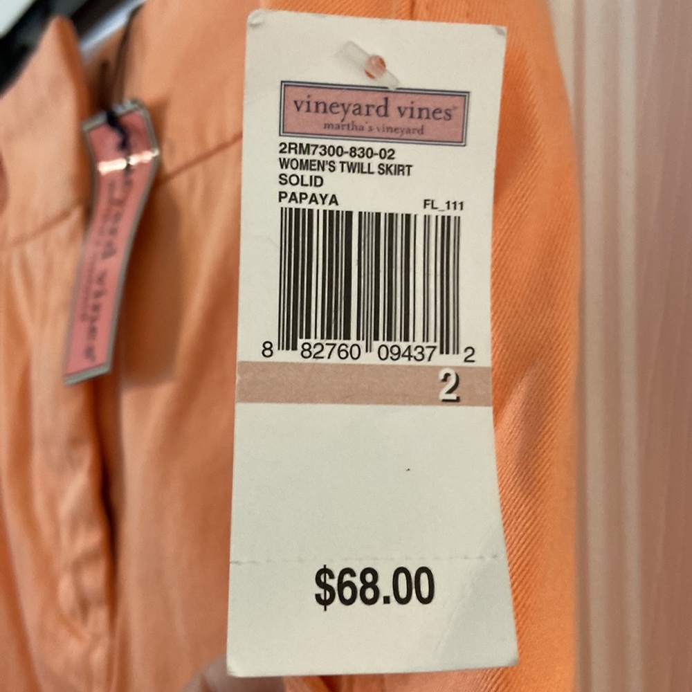 Vineyard Vines Skirt size 2 brand new with tags color Orange two front pockets - Picture 3 of 12
